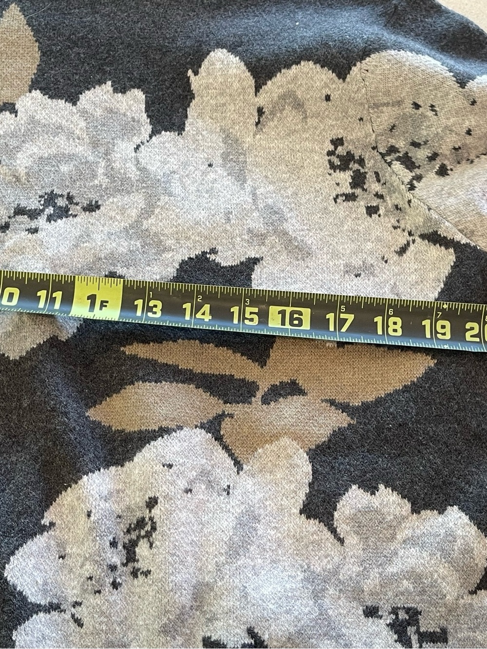 NWT J. Jill Charcoal Gray Floral Mock Neck Sweater with Cream and Tan Accents - Picture 4 of 5